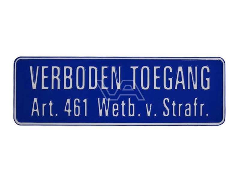 Verboden Toegang geperst metaal 34 x 11 cm